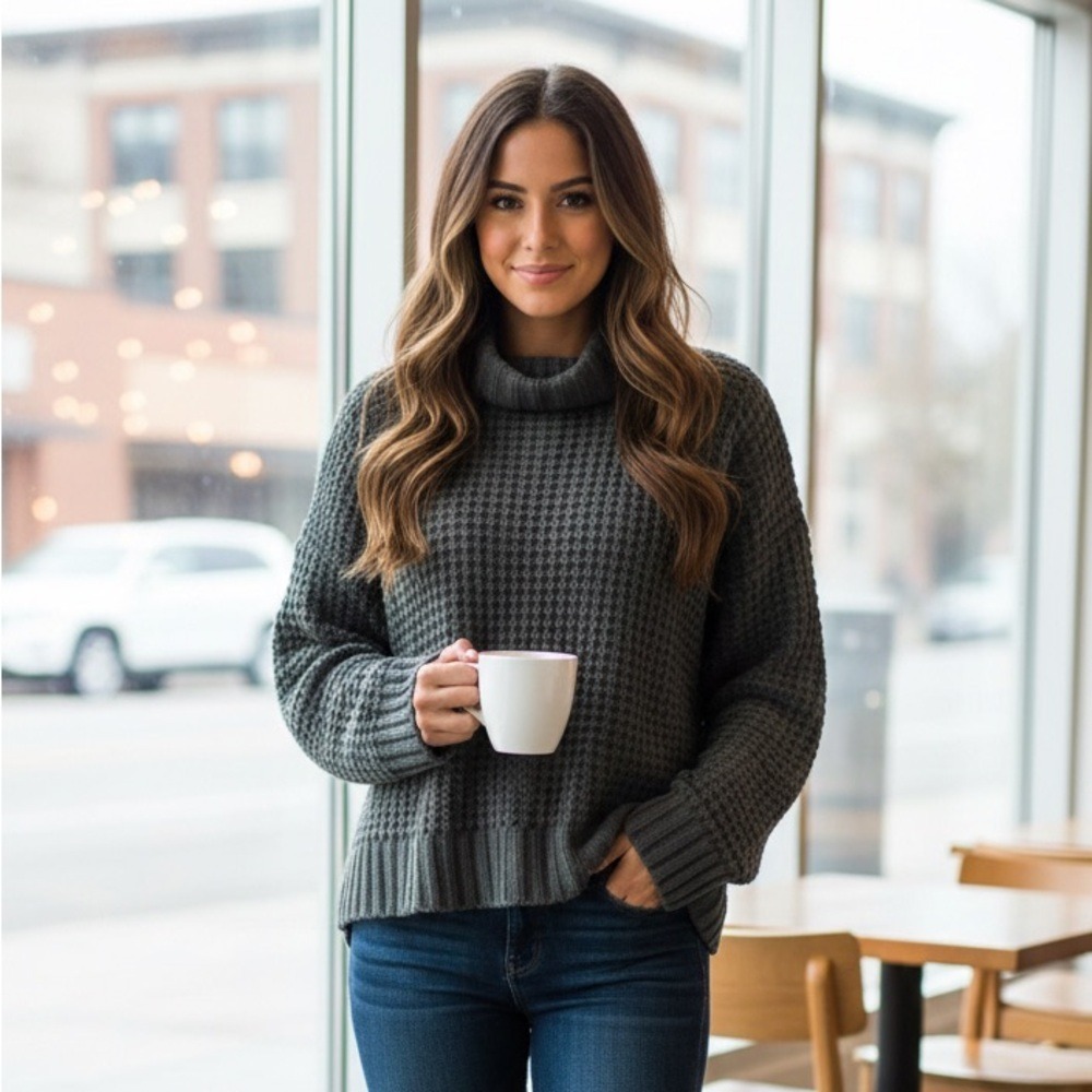 Altar'd State Oversized Chunky Knit Cowl Neck Sweater